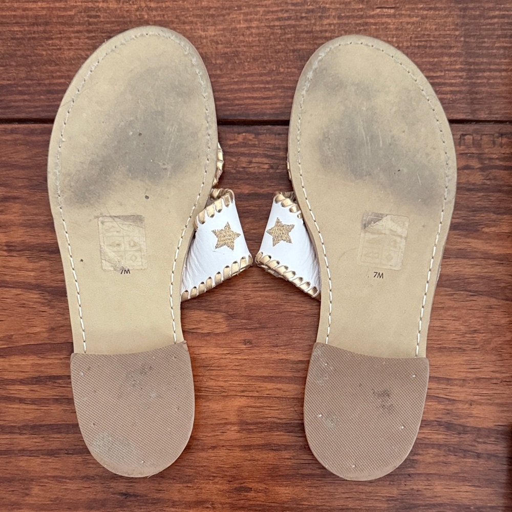 Jack Rogers White and Gold Star Embellished Sandals - Picture 2 of 5